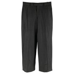 EMPORIO ARMANI Taille 32 Pantalon habillé en lin noir et soie avec fermeture éclair
