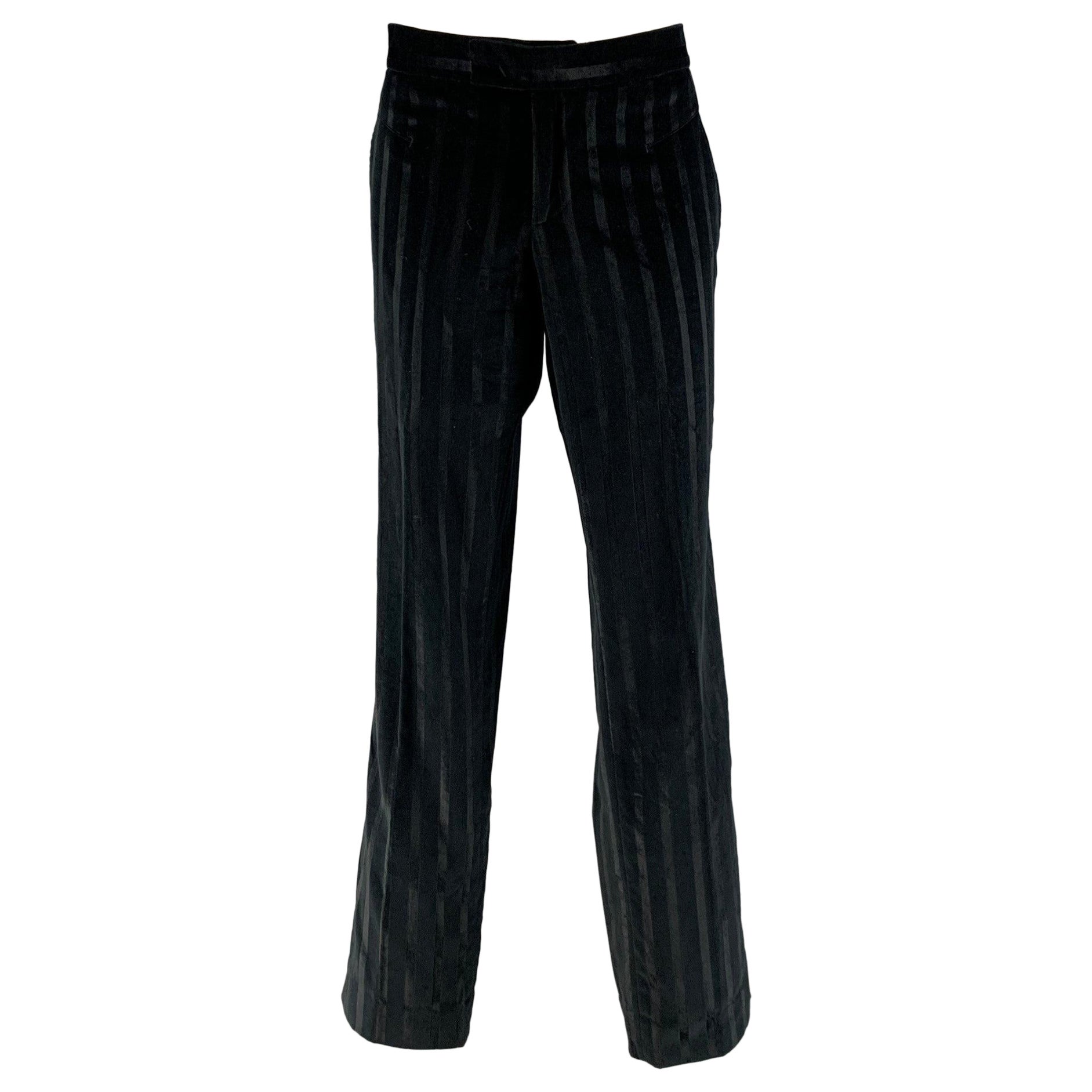 D&G by DOLCE & GABBANA Size 34 Black Stripe Cotton Viscose Dress Pants For Sale