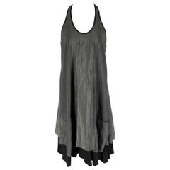 DAMIR DOMA Size S Grey Black Cotton Nylon Wrinkled Tank Dress