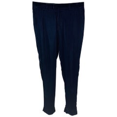 EMPORIO ARMANI - Pantalon robe en velours mélangé acétate bleu marine, taille 36