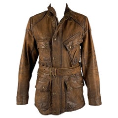 Used RALPH LAUREN Size M Brown Distressed Parka Coat
