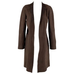 MARNI Size 4 Brown Suede Open Front Coat