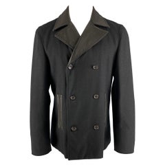 JIL SANDER Size 40 Black Solid Wool Blend Peacoat Coat