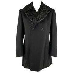 Z ZEGNA Size 46 Black Cashmere Double Breasted Coat