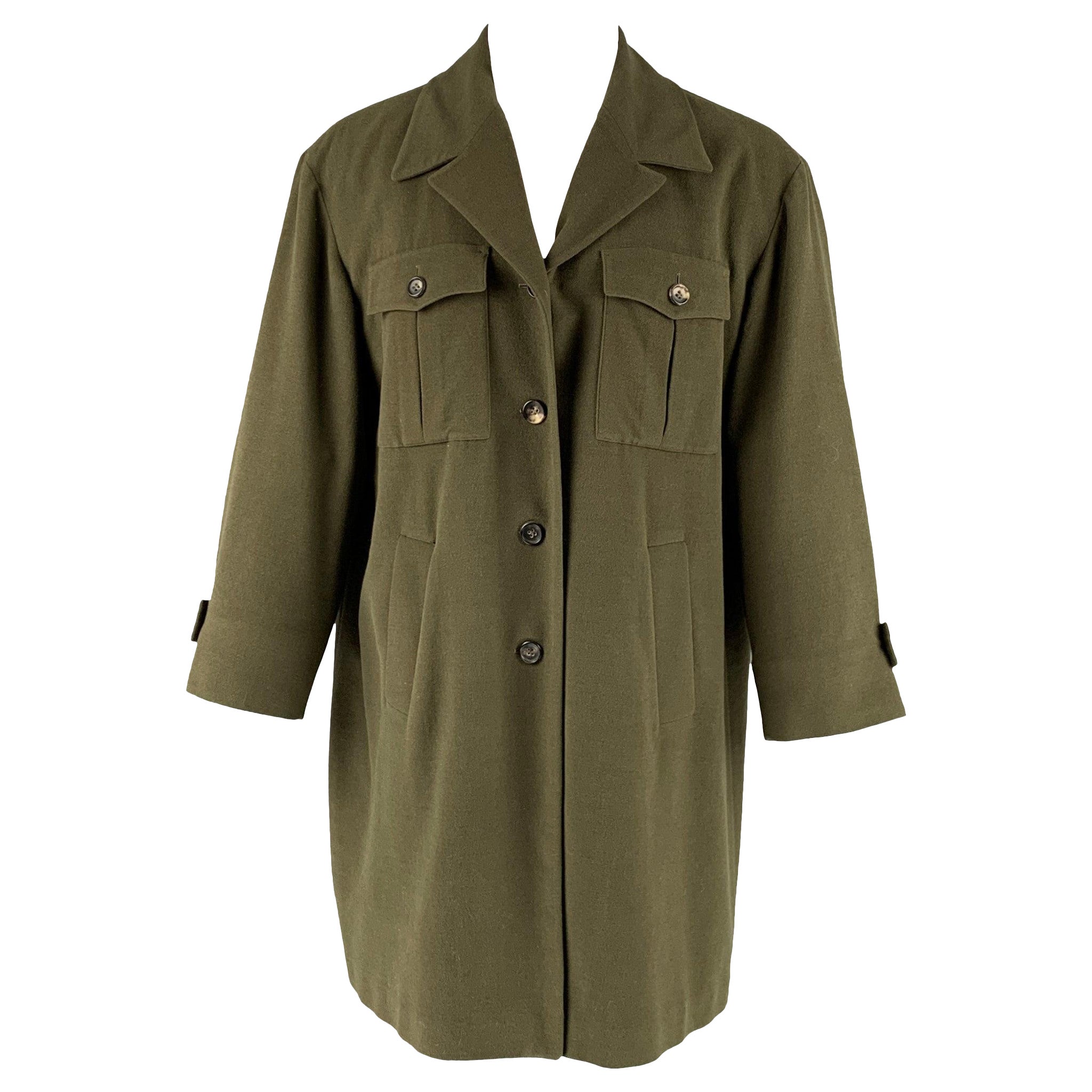 JIL SANDER Size 38 Green Lambswool Angora Coat For Sale