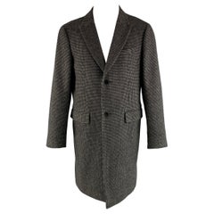 THEORY Size M Black Grey Woven Wool Cashmere Peak Lapel Coat