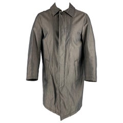 Burberry London Taille S Manteau en coton gris uni à patte de boutonnage cachée