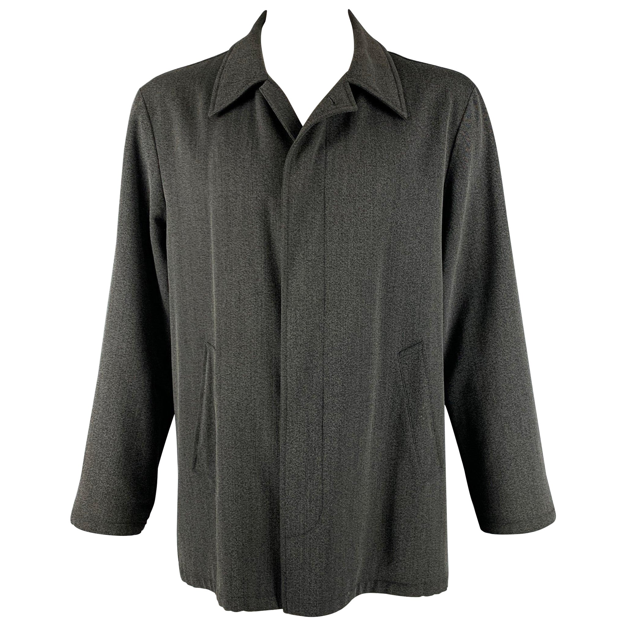 ARMANI COLLEZIONI Size 42 Grey Black Nailhead Wool Cotton Coat For Sale