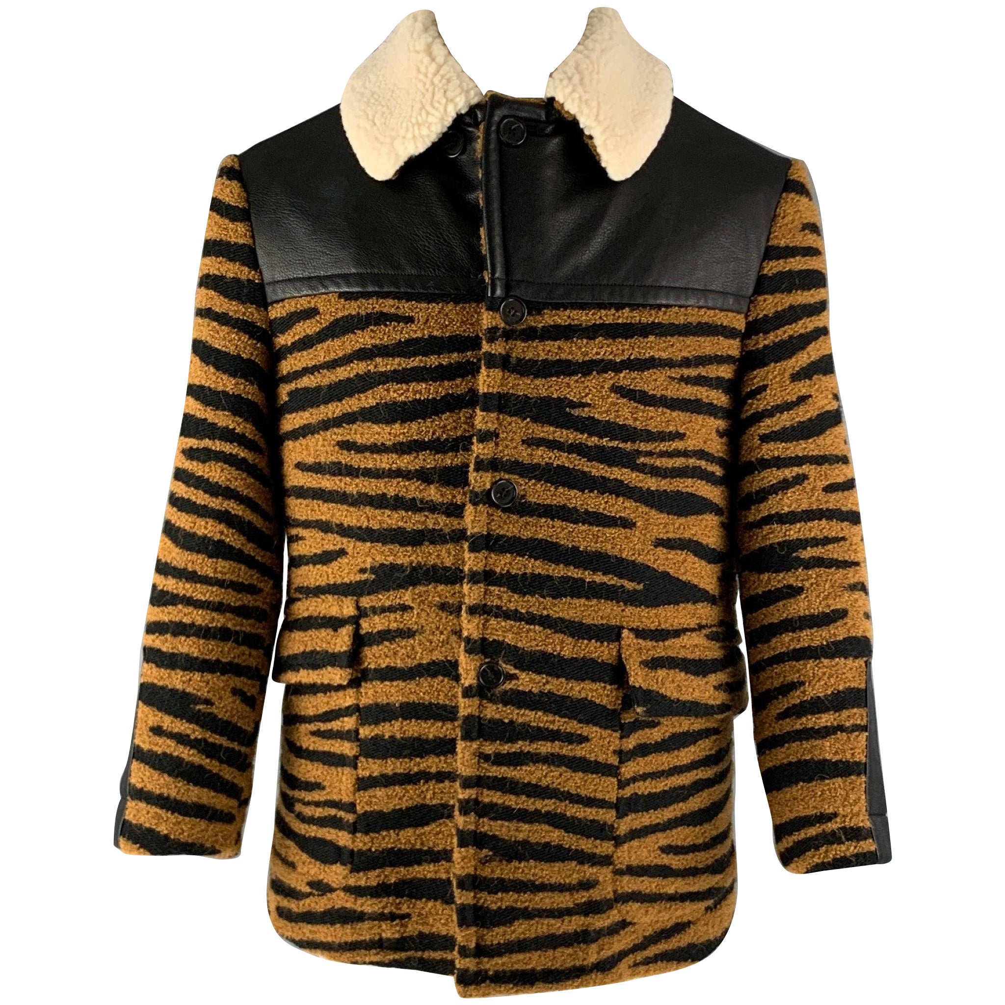 STELLA McCARTNEY Size 38 Black Brown Animal Print Coat For Sale
