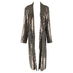 ALICE + OLIVIA Size S Silver Viscose Sequined Open Front Coat