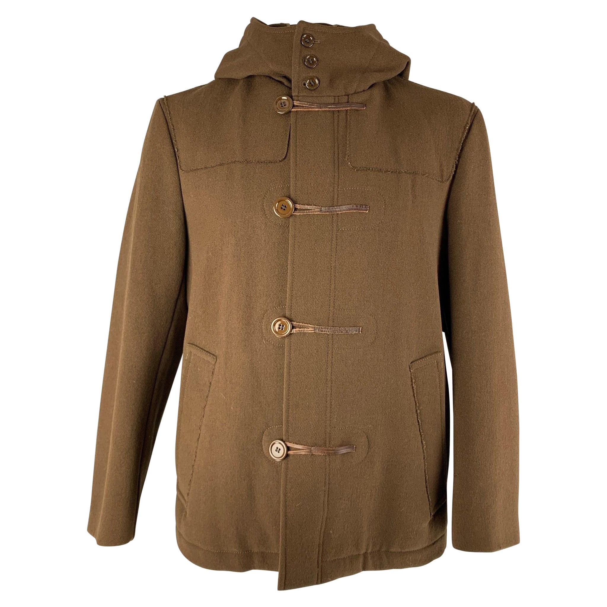 MARC JACOBS Brustumfang Größe 42 Größe 42 Brown Wool Hooded Coat im Angebot