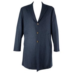 LORO PIANA Poitrine 48 Manteau Glenplaid marine noir à simple boutonnage