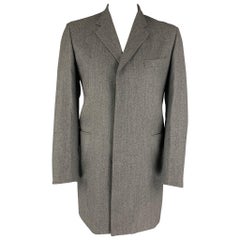 PS by PAUL SMITH Mantel mit versteckter Knopfleiste aus grauer Wolle, Größe 42