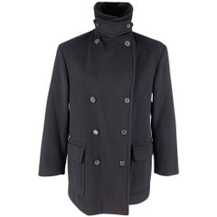 RALPH LAUREN - Manteau à double boutonnage en laine bleu marine, étiquette violette, taille L