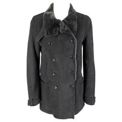 Used GUCCI by Tom Ford Size 6 Grey Shearling Double Breasted Coat