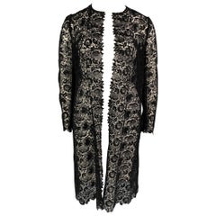 RALPH LAUREN Collection Size 12 Black Cotton Polyester Lace Open Front Coat