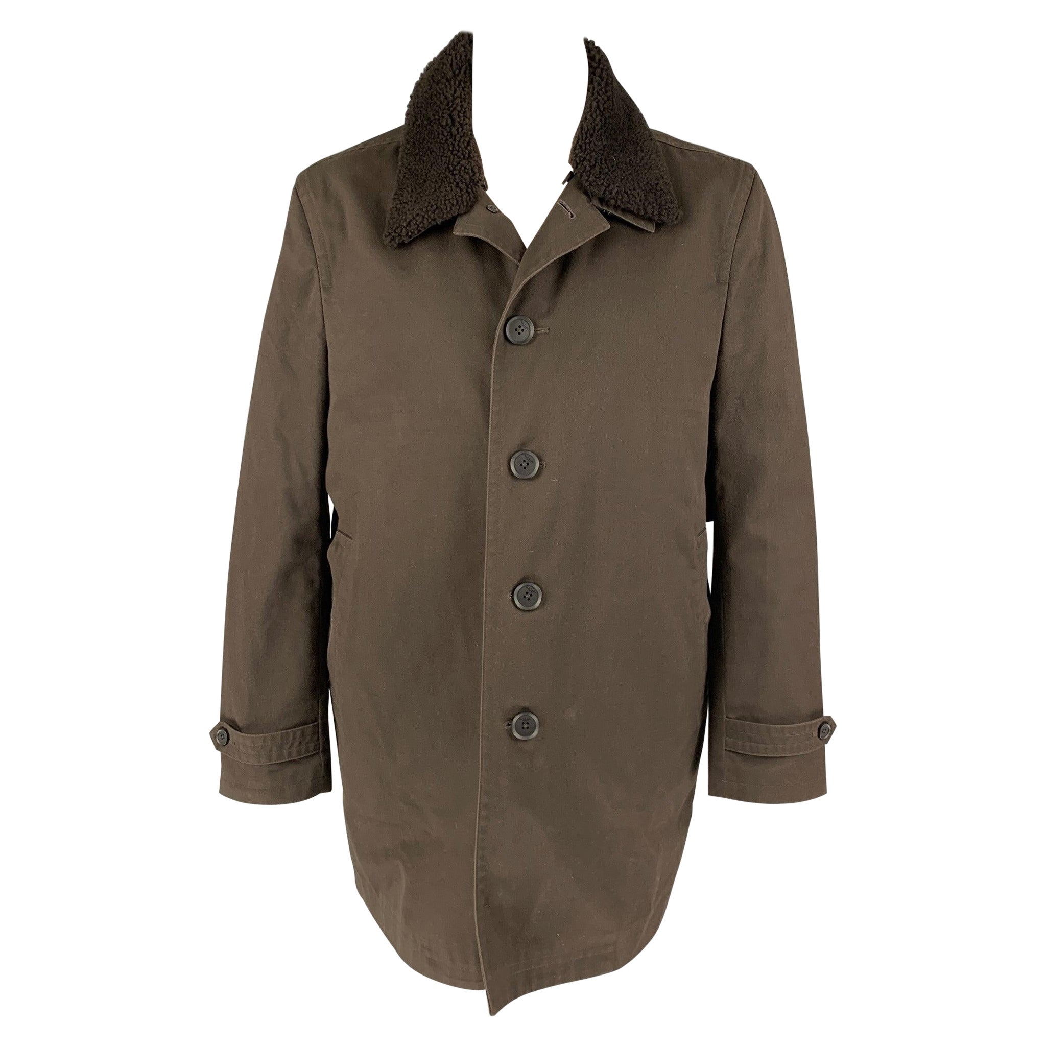 PAUL SMITH Size XXL Brown Polyster Cotton Detachable Lining Coat For Sale
