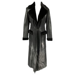 VALENTINO Size 10 Black Shiny Lamb Shearling Coat