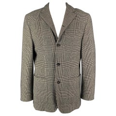 JIL SANDER Taille M Manteau boutonné en cachemire Glenplaid blanc et noir