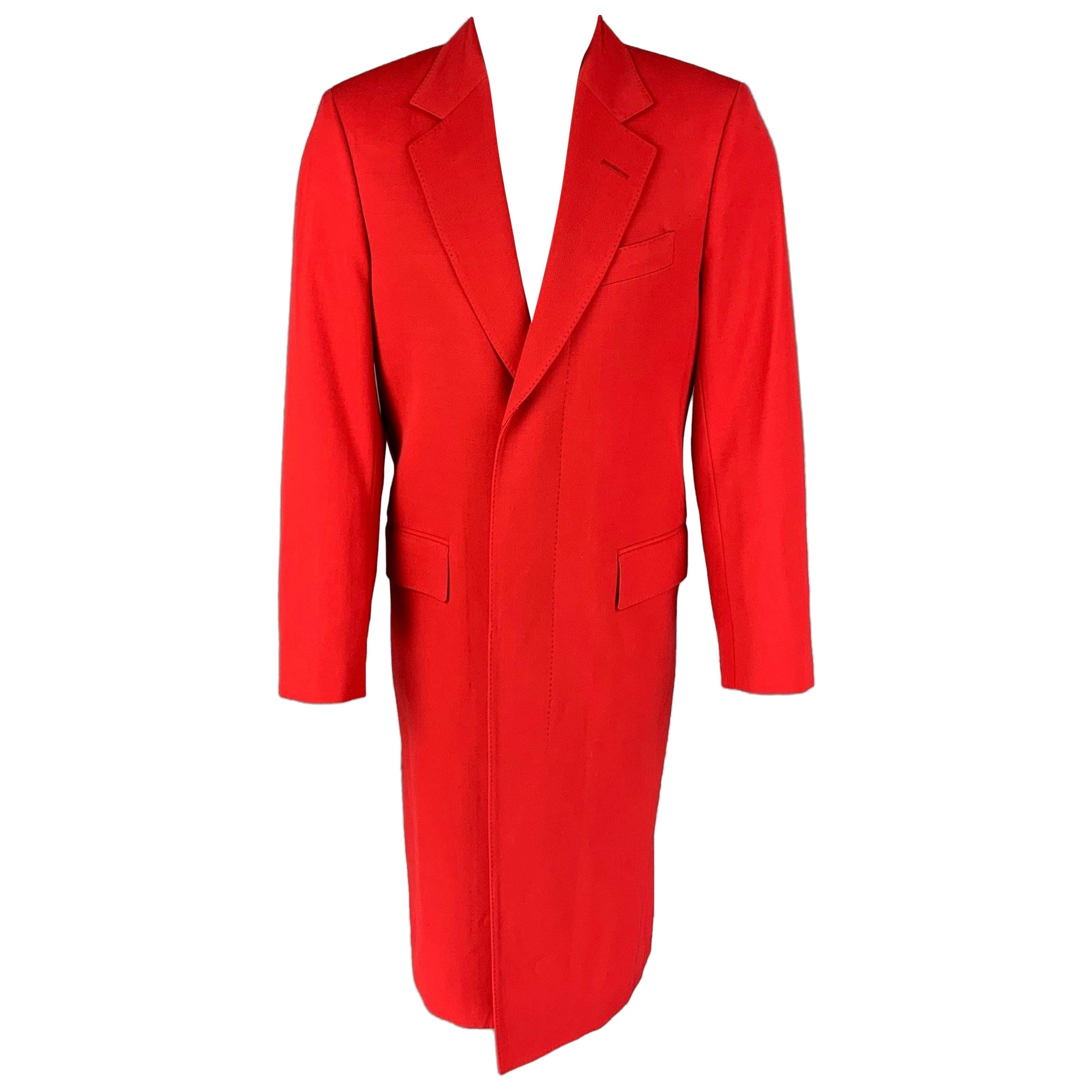 PAUL SMITH Size S Red Wool Polyamide Hidden Placket Coat For Sale