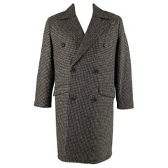 THE KOOPLES Size S Black Grey Grid Wool Blend Notch Lapel Coat