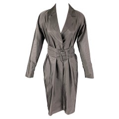 PRADA Size 4 Grey Silk Belted Coat