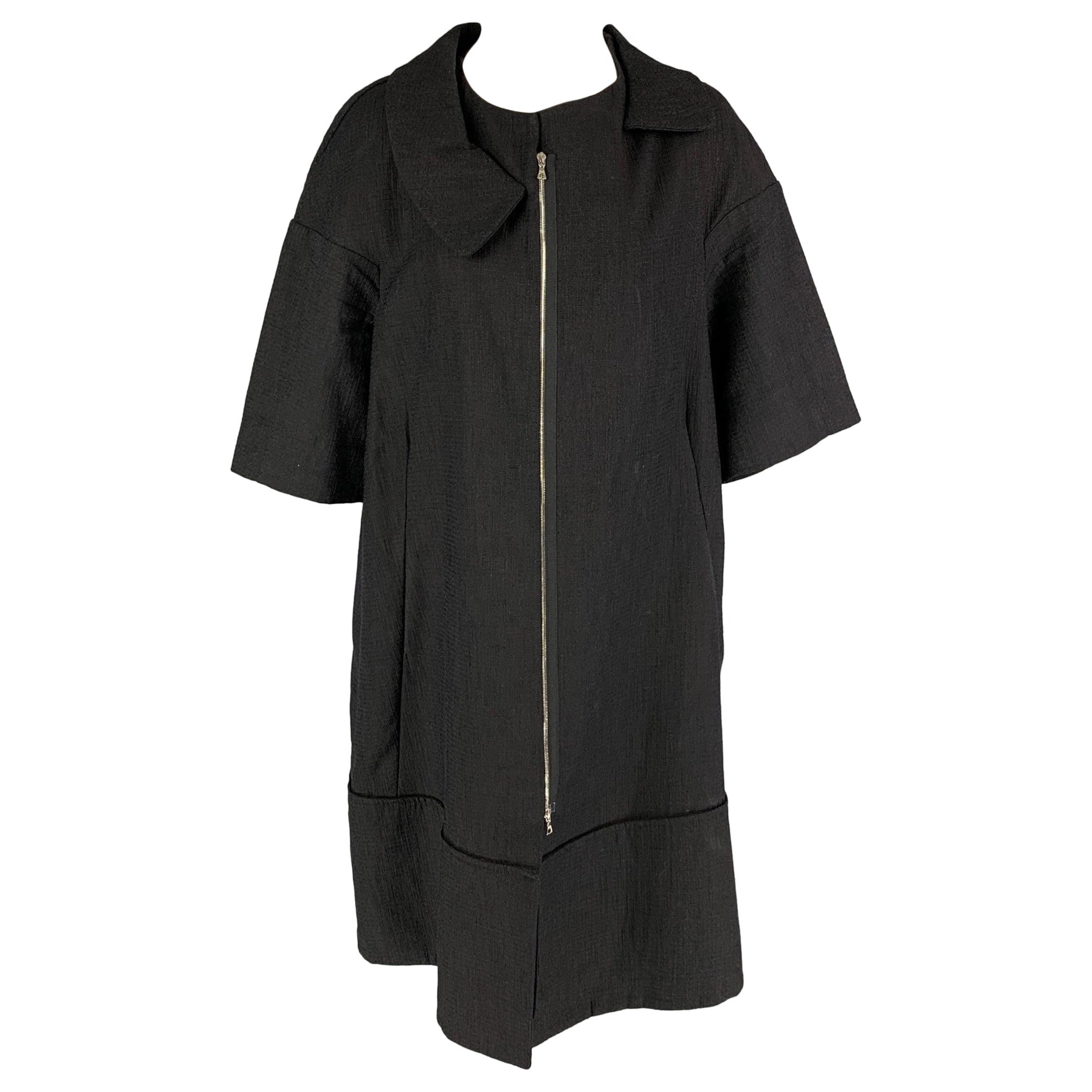 MARNI Size 8 Black Cotton Blend Short Sleeve Coat For Sale