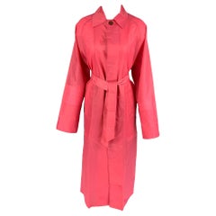 LONGCHAMP Size S Pink Nylon Belted Raincoat