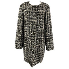 DOLCE & GABBANA Size 12 Grey Black White Wool Blend Tweed Collarless Coat