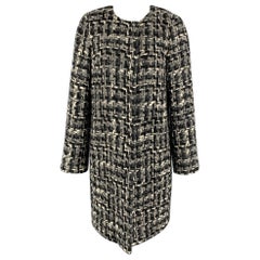 Dolce & Gabbana Taille 2 Manteau gris noir blanc en laine mélangée sans col en tweed