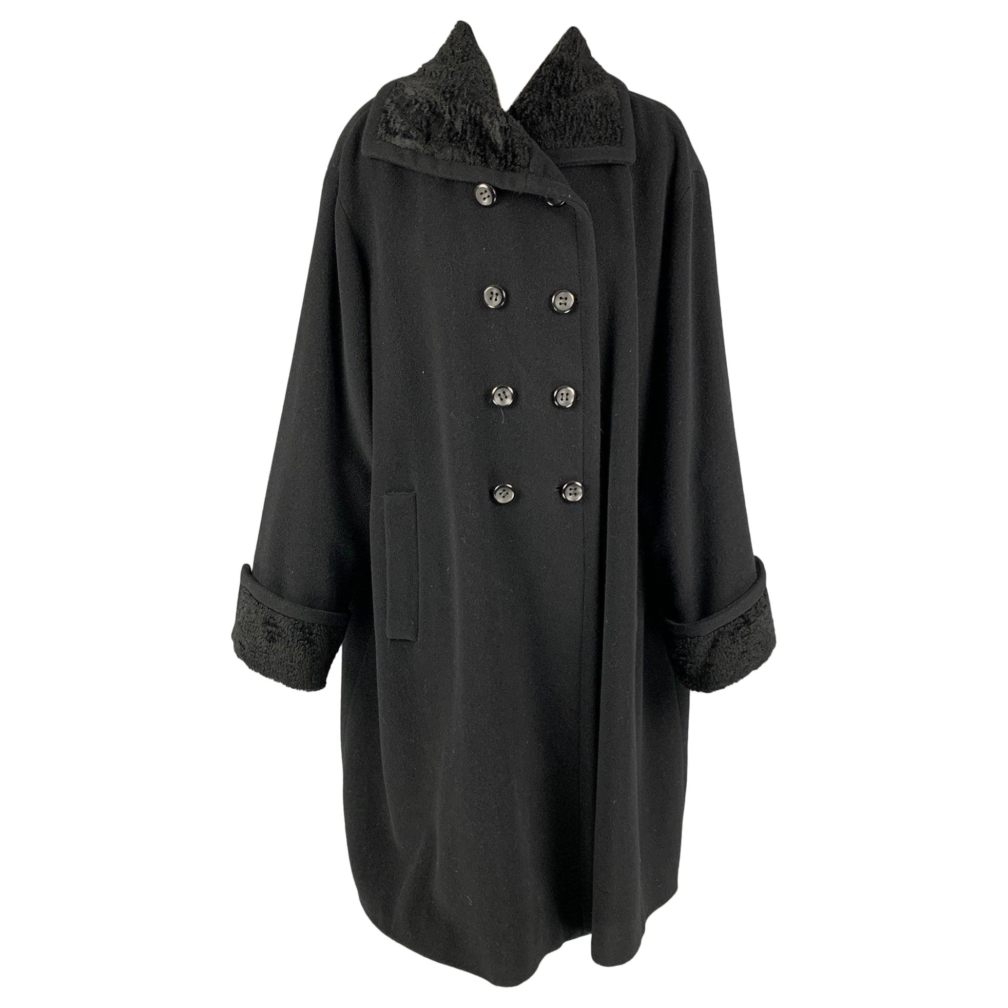 BYBLOS Size 4 Black Wool Double Breasted Coat For Sale