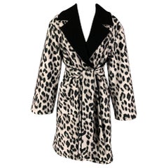 ALICE + OLIVIA Size XS/S Black White Animal Print Polyester Reversible Coat