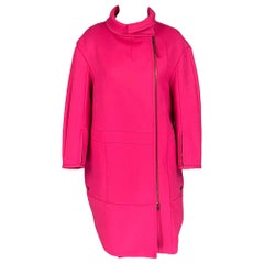 NINA RICCI Größe 6 Rosa Wolle Solid Zip Up Mantel