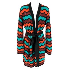 M MISSONI Size 6 Multi-Color Knitted Stripe Wool Blend Coat