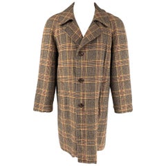 MARC JACOBS Taille 38 - Manteau boutonné en laine à carreaux brun clair