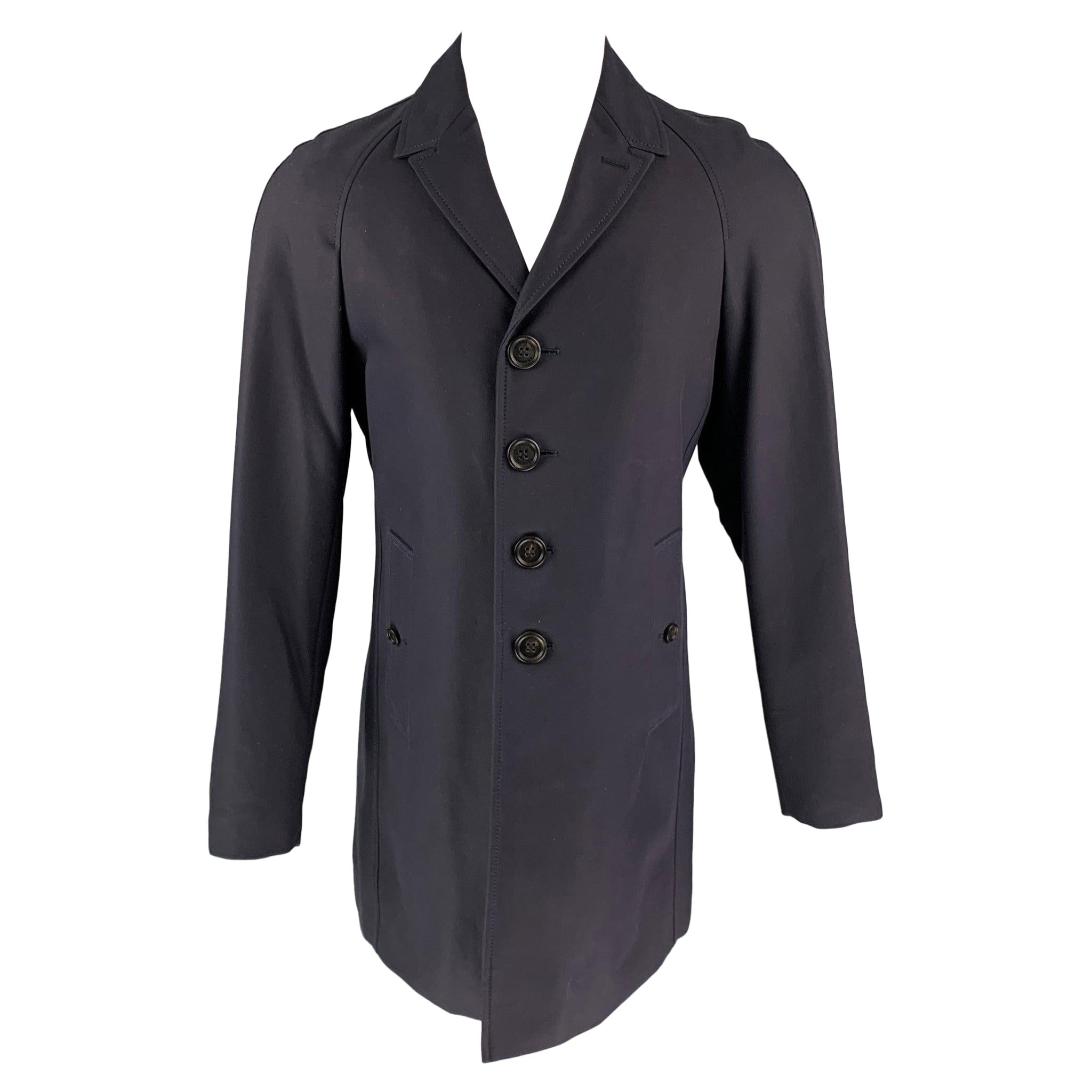 BURBERRY PRORSUM Pre-Fall 2013 Size 38 Navy Coated Cotton Coat For Sale