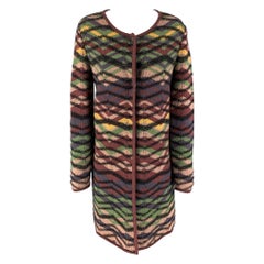 M MISSONI Size 6 Multi-Color Wool Knitted Snaps Coat