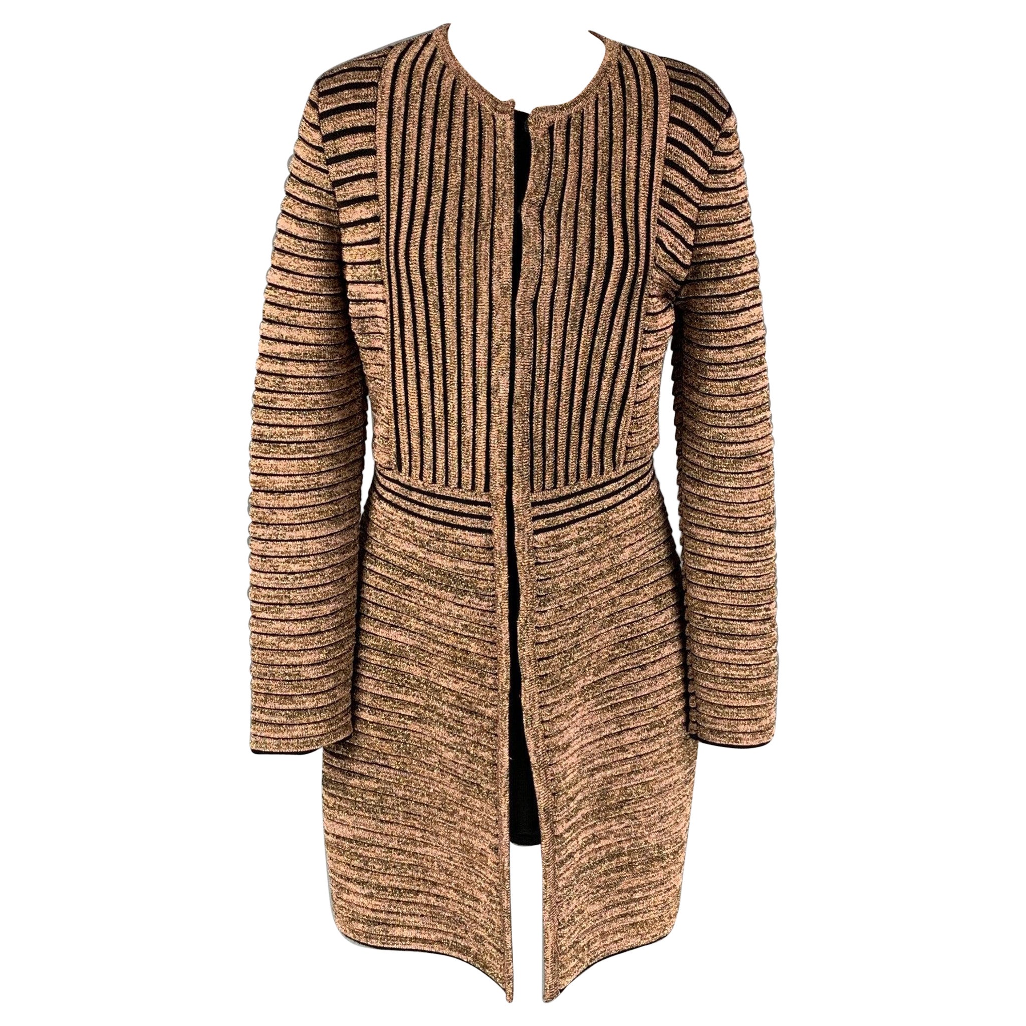M MISSONI Size 8 Gold & Black Wool / Viscose Knitted Coat For Sale