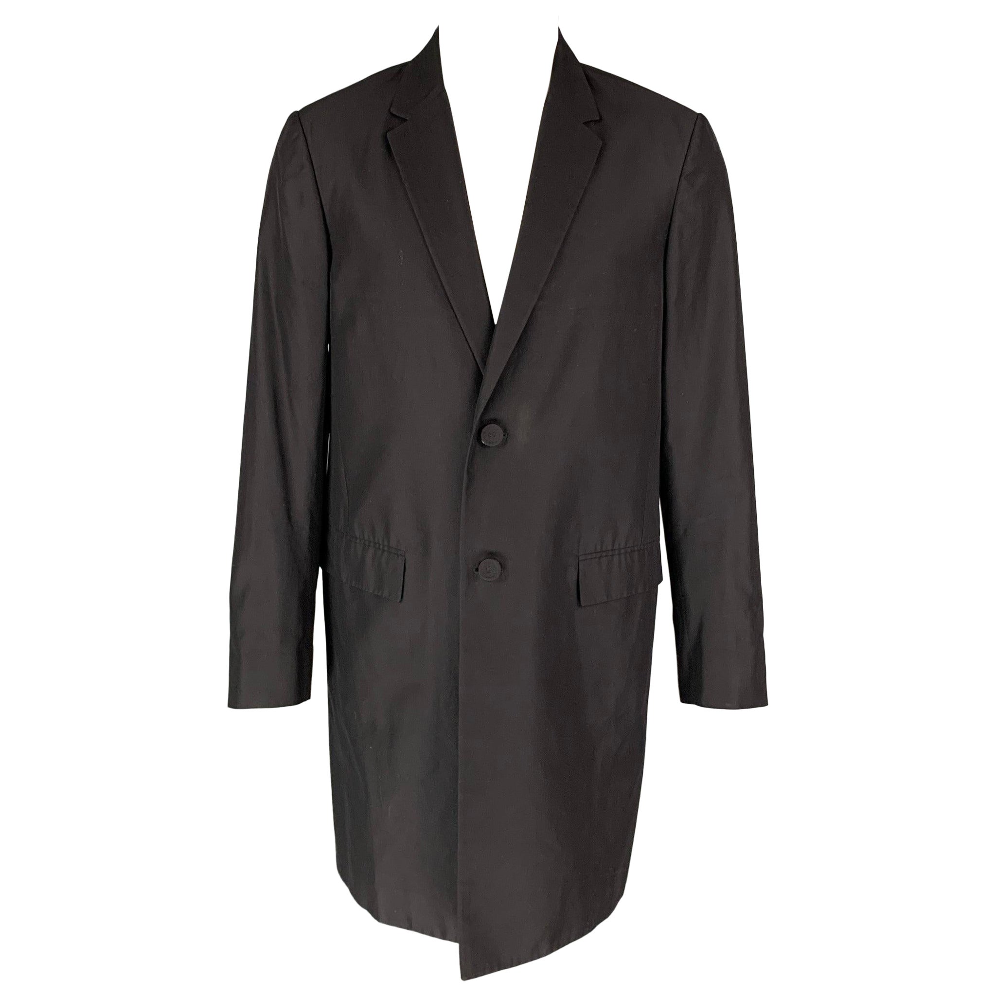 CALVIN KLEIN COLLECTION Size 38 Black Silk Notch Lapel Lightweight Coat For Sale