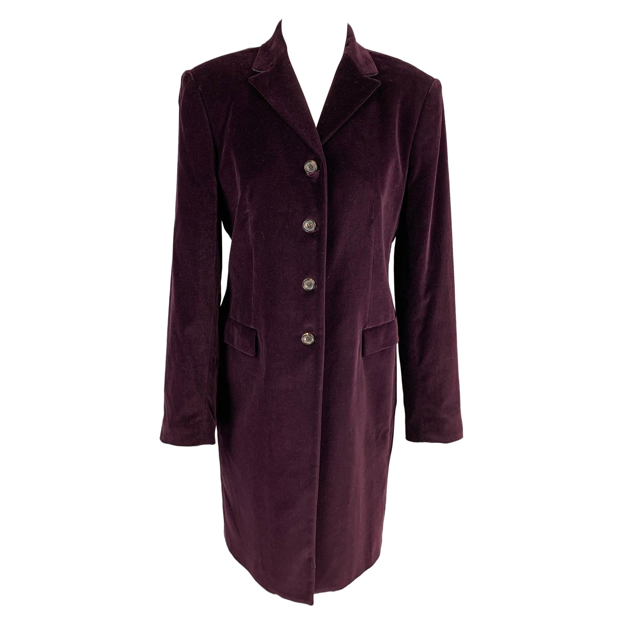 PIAZZA SEMPIONE Size 8 Purple Cotton Blend Velvet Coat For Sale