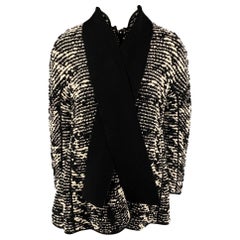 GIORGIO ARMANI Size 10 Black White Viscose Blend Woven Buttoned Coat