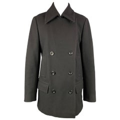 DRIES VAN NOTEN Size L Black Wool Blend Double Breasted Coat