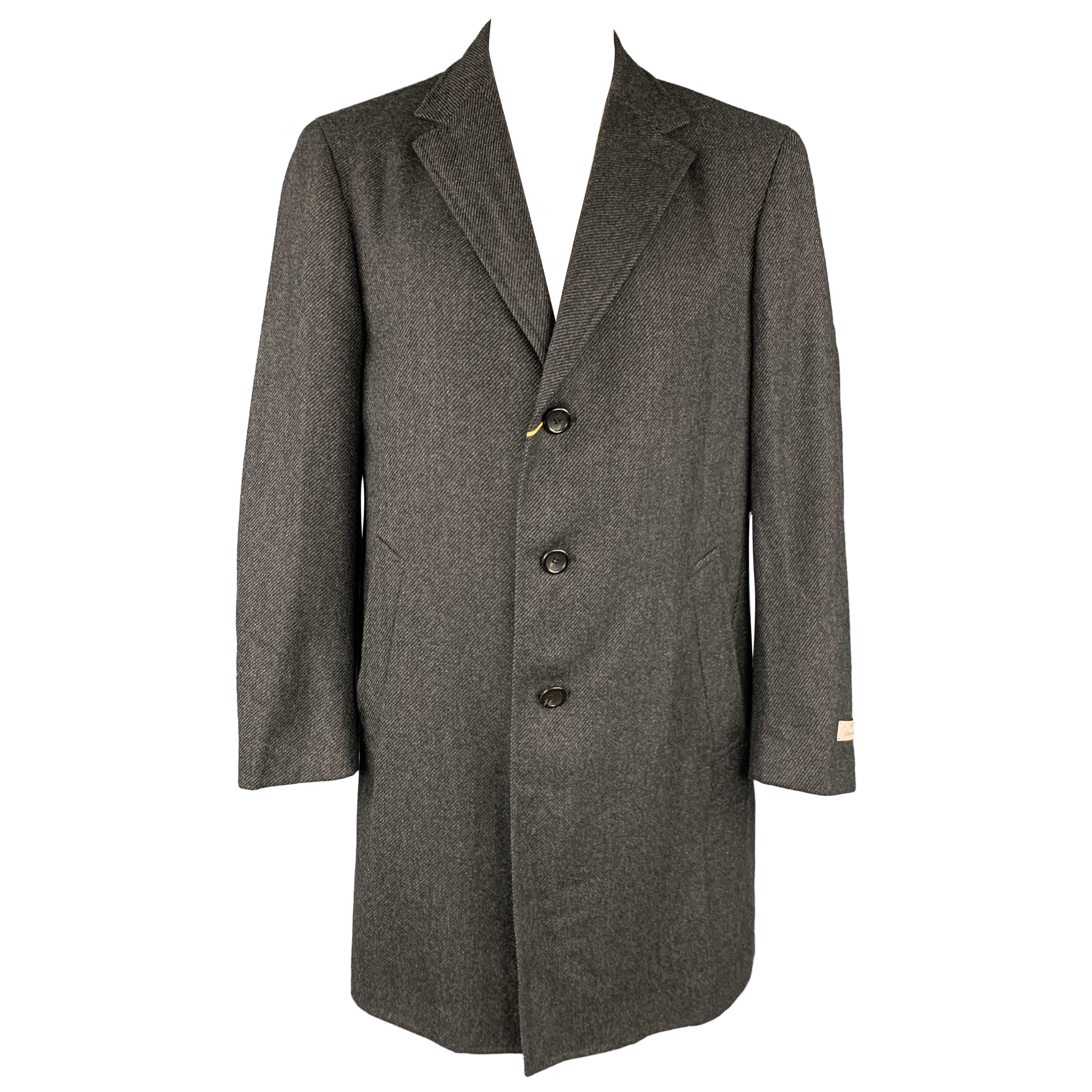 CANALI Kei Size 46 Grey & Black Diagonal Stripe Wool Notch Lapel Coat For Sale