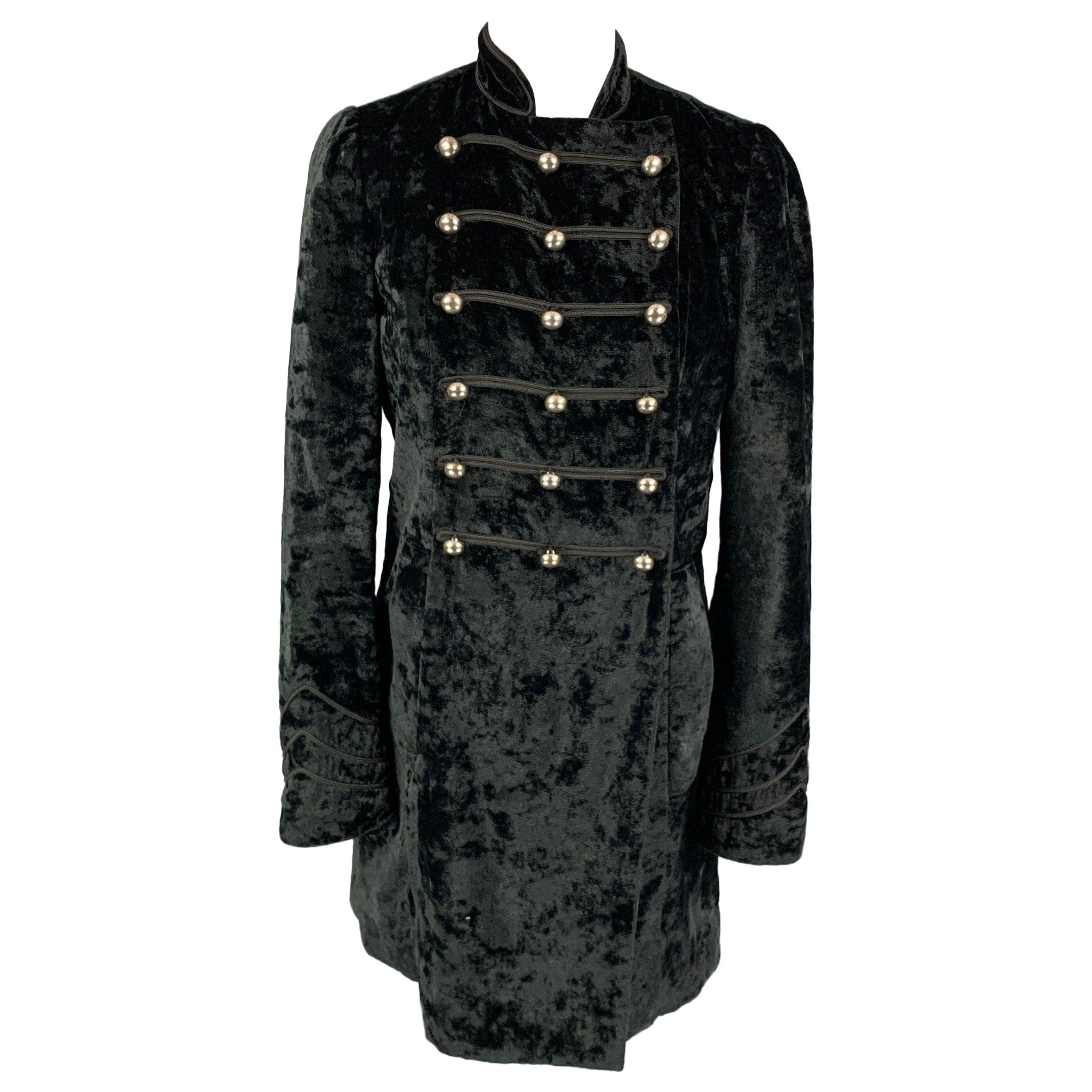 MARC by MARC JACOBS Size M Black Velvet Rayon / Polyester Double Breasted Coat For Sale