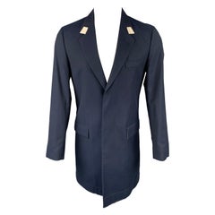 Manteau MARC JACOBS, taille 36, bleu marine, laine/coton à revers clouté