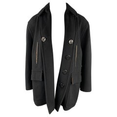JEAN PAUL GAULTIER CLASSIQUE Größe 10 Schwarzer Mantel aus Wollmischung mit offener Vorderseite