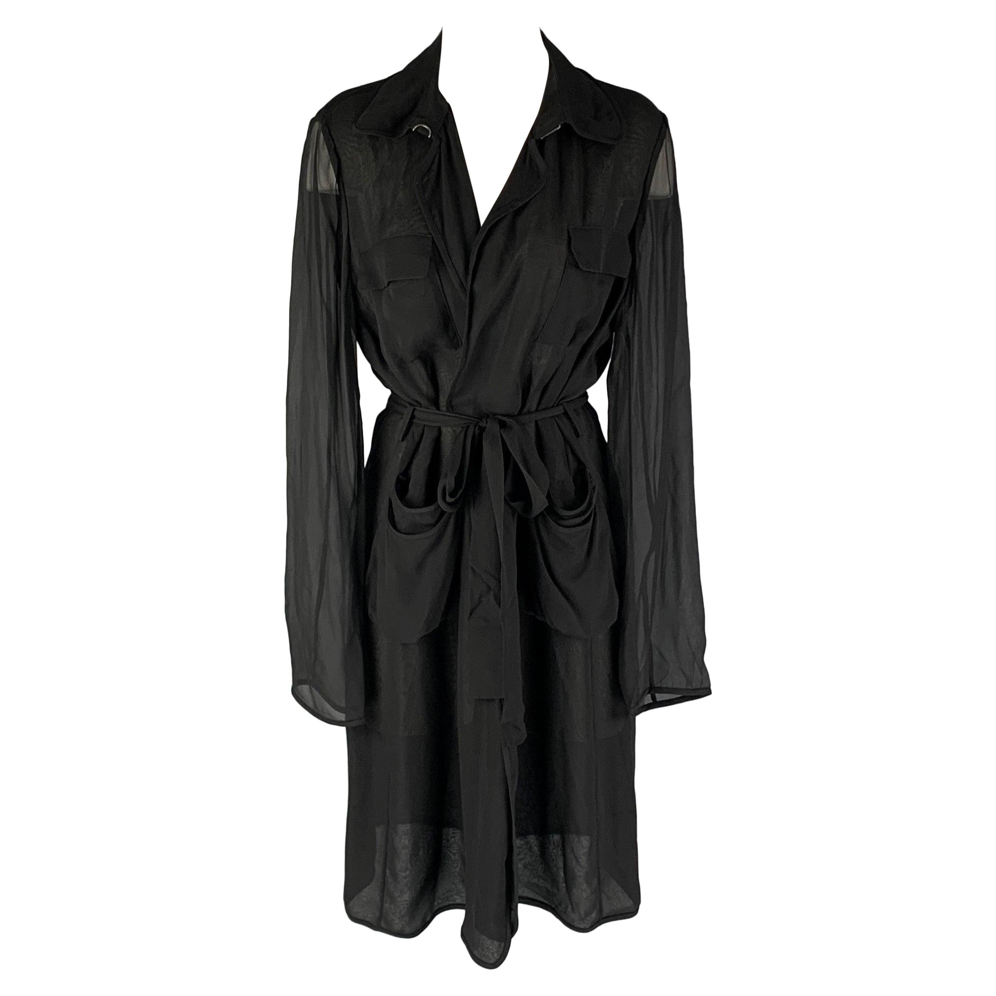 DIANE VON Furstenberg Taglia S Trench nero con cintura see through
