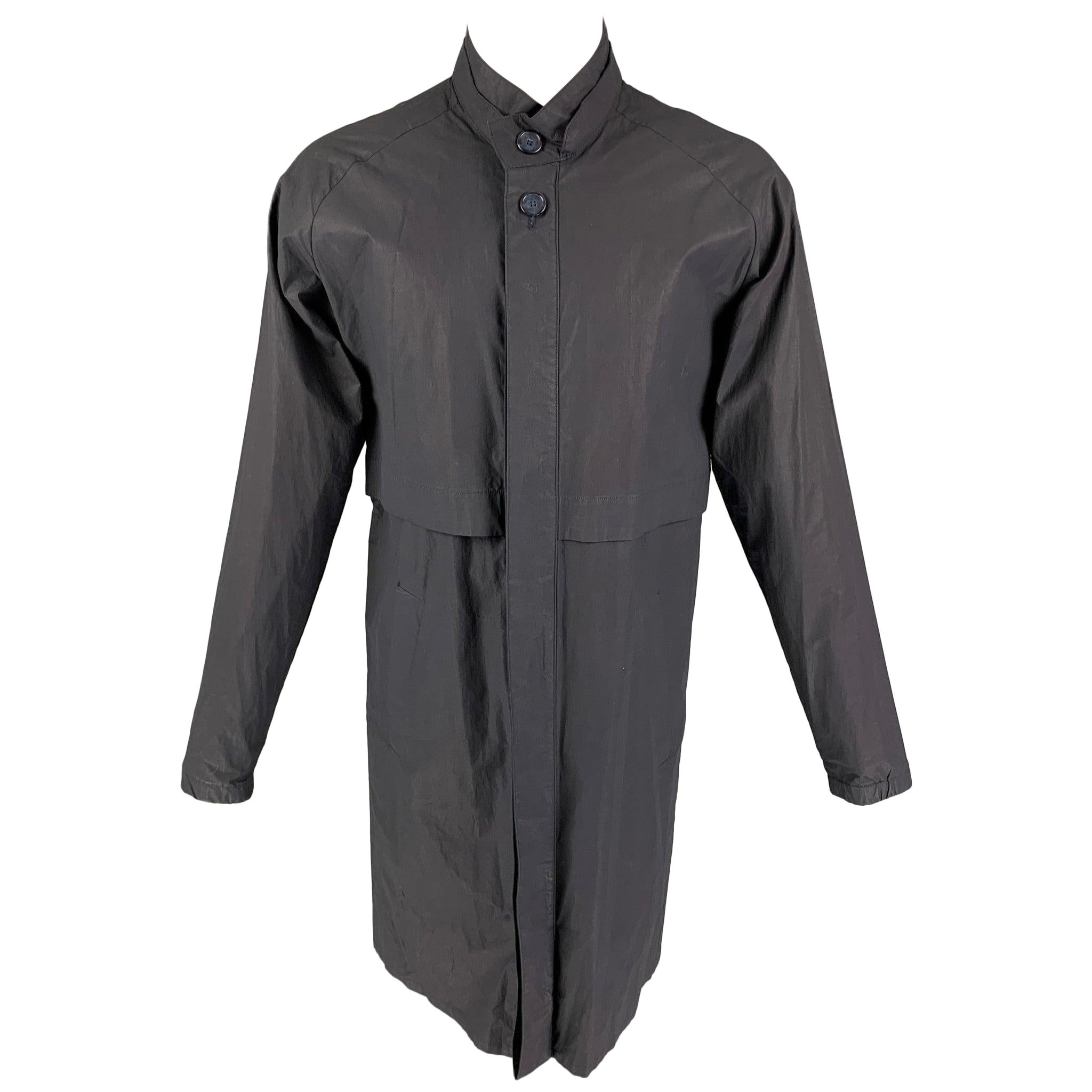 RAF SIMONS Size 40 Slate Cotton Zip Up & Buttons Trenchcoat For Sale