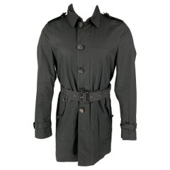 BURBERRY BRIT Größe S Schwarzer Baumwoll-Trenchcoat mit Gürtel