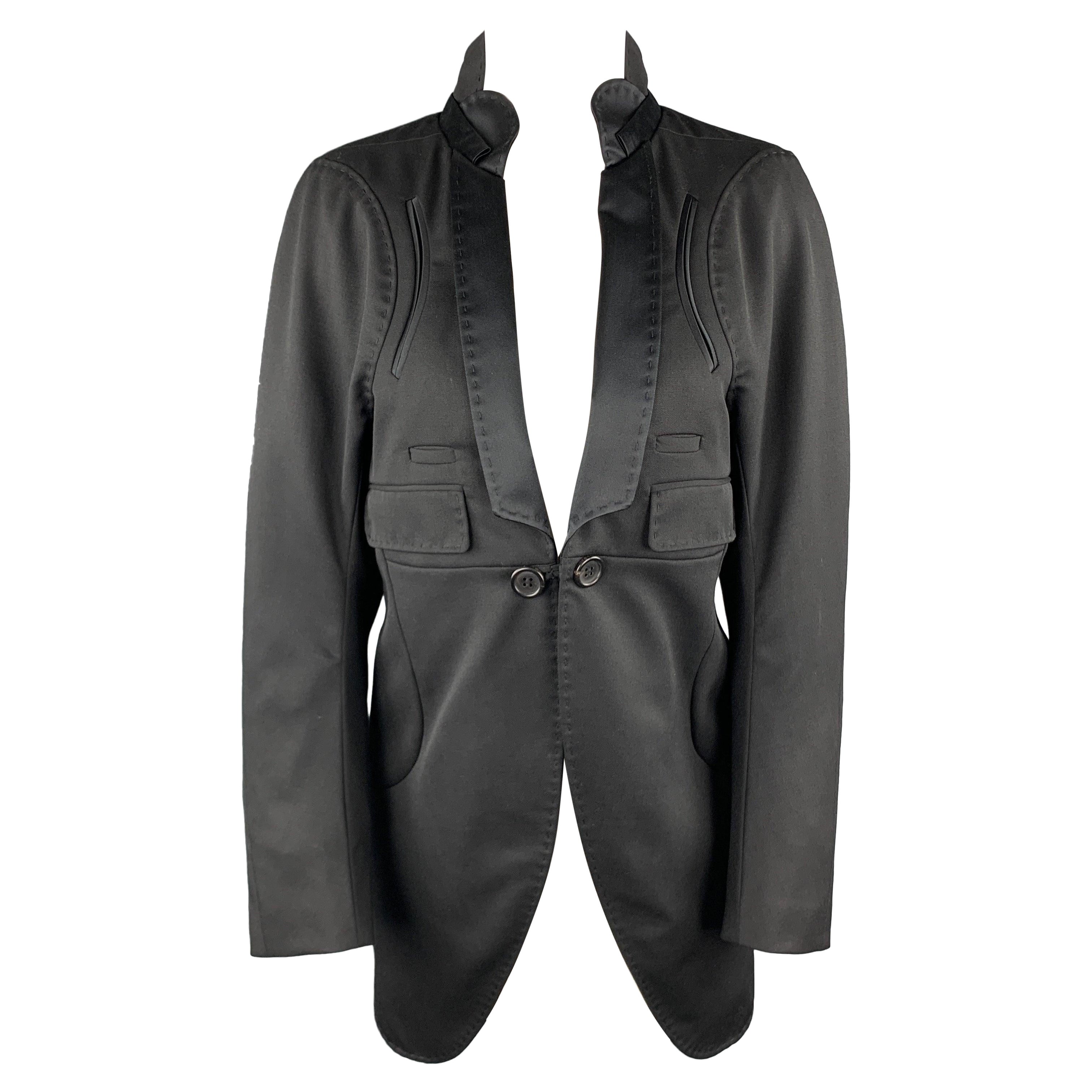 A&M Manteau de smoking à col châle en satin de laine noir Taille M en vente